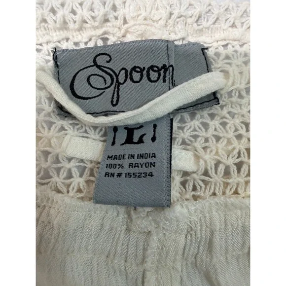 Spoon Crochet Lace Trim Gauze‎ Shorts Cream Boho Festival Size L - Picture 3 of 5
